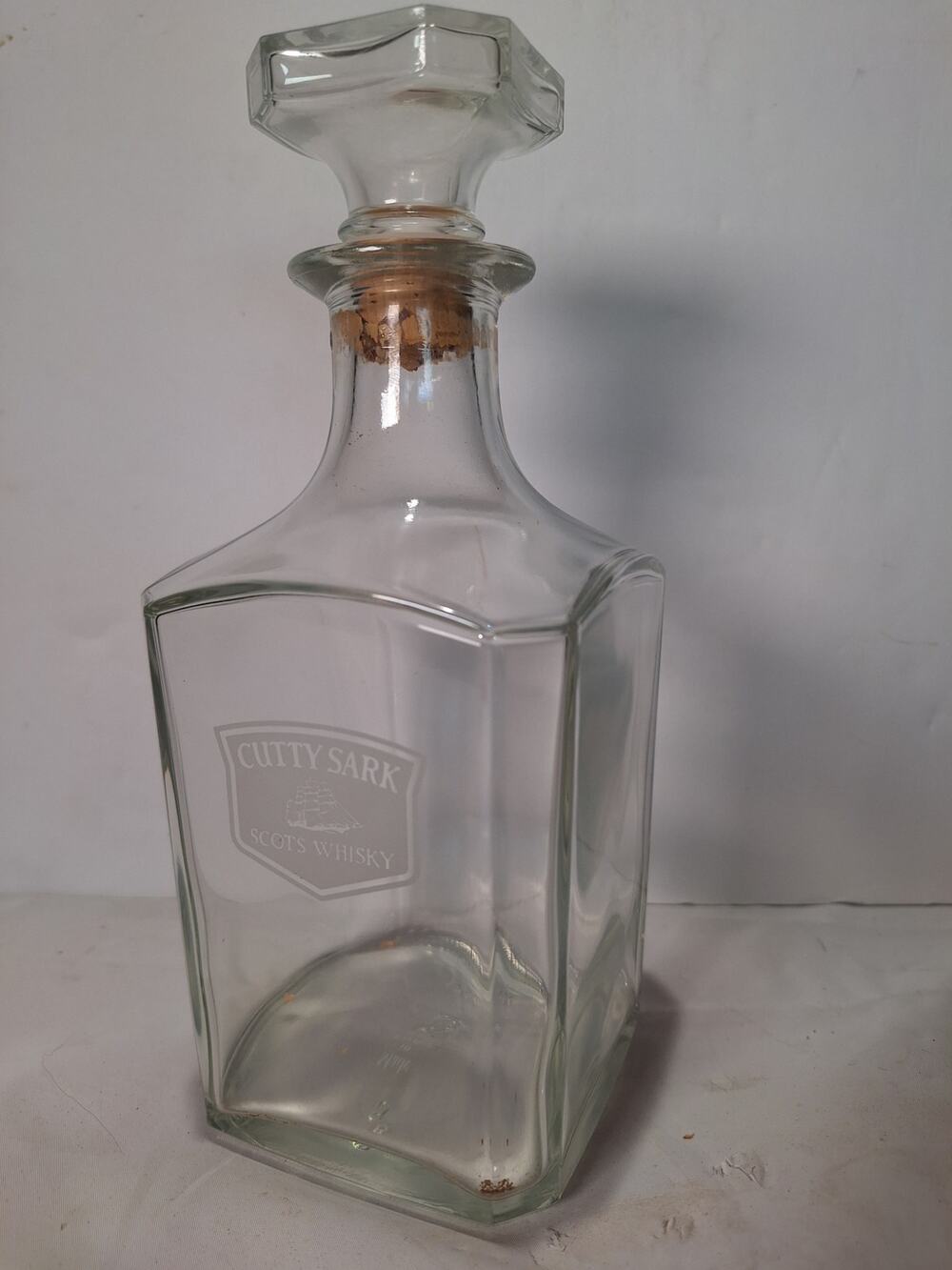 Vintage Cutty Sark Scots Whisky Glass Decanter Made in France Original Stopper